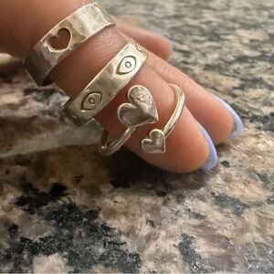 Sterling Silver Heart Ring Set